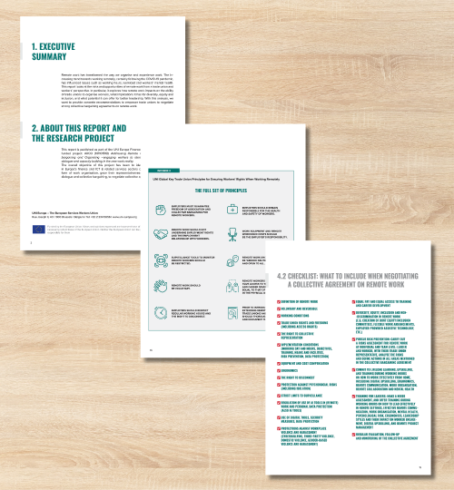 Three example pages from the report